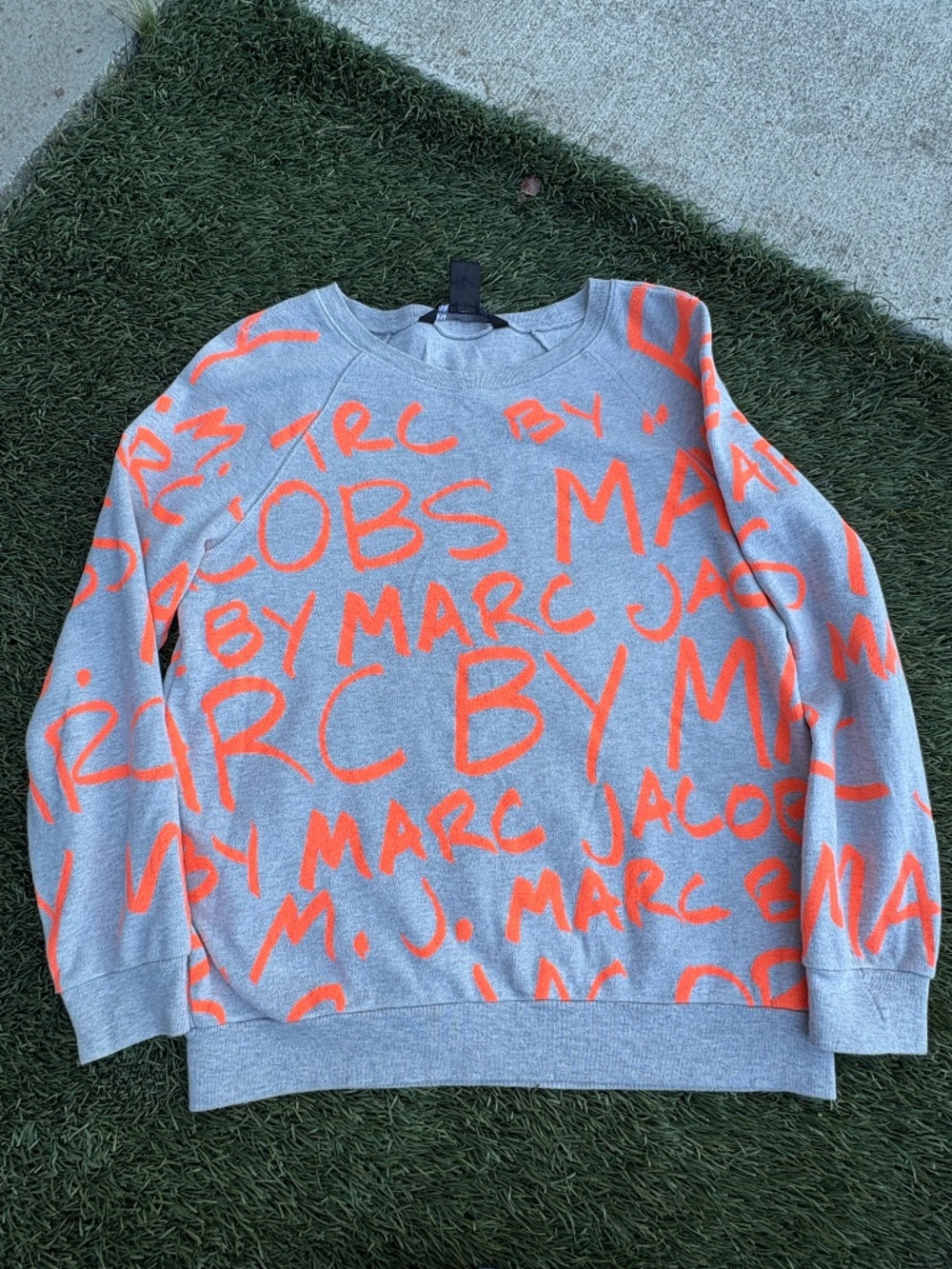 Marc by Marc Jacobs | Orange and Grey Graffiti Sweatshirt | XS